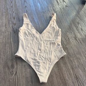 Babaton (Aritzia) Cream V-Neck Bodysuit